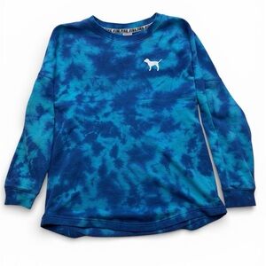 PINK Victoria’s Secret Blue Tie Dye Sweatshirt Logo Back Size M